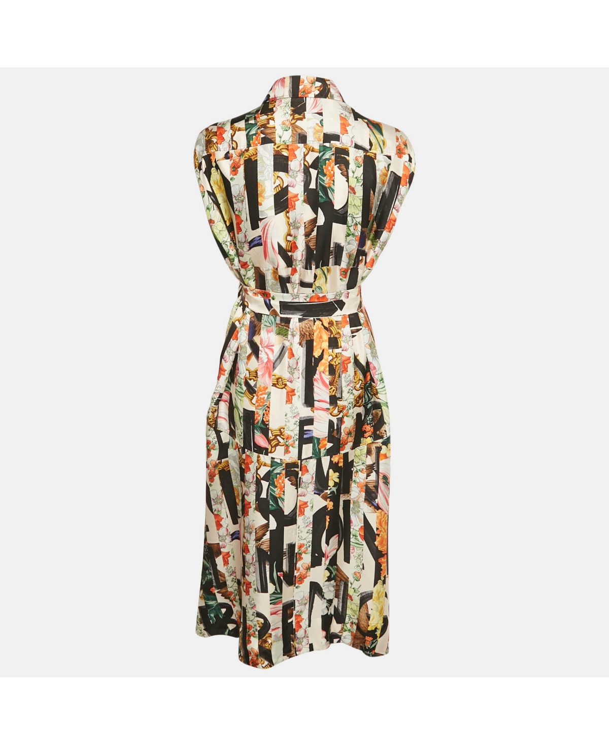 Pre-Owned Burberry Women's Multicolor Printed Button Front Belted Midi Dress