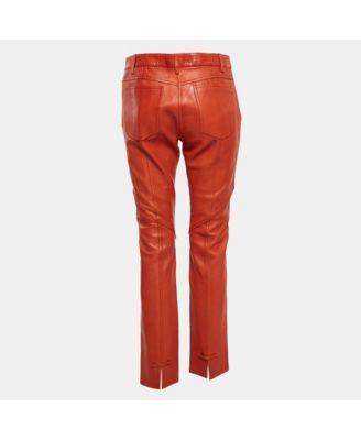Women's Brown Patchwork Leather Pants