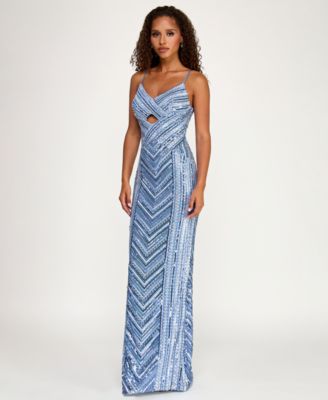 Women's All-Over Sequin Cut Out Long Gown