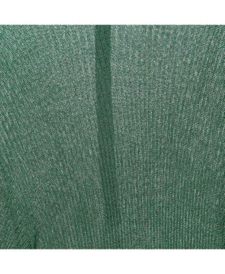 Women's Green Metallic Rib Knit Turtle Neck Maxi Dress