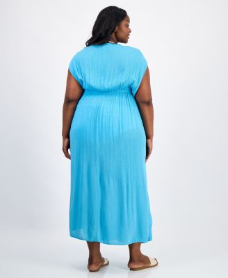 Plus Size Front Slit Cover-Up Maxi Dress