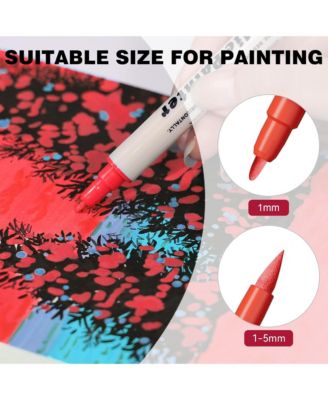 36 Colors Acrylic Paint Pens, Brush and Fine Tip Markers for Rock Painting, Wood, Canvas and DIY Crafts Making