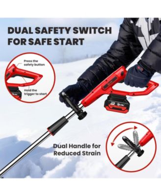 20V Cordless Snow Shovel, 13-Inch Electric Snow Thrower with Adjustable Handle, Two Batteries, Quick Charger and Scraper Bar