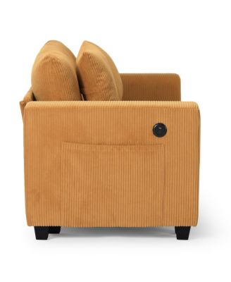 99" Modular Corduroy L-Shaped Sectional Sofa and Chaise With USB/Type-C Ports and Side Pockets