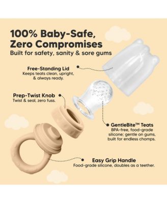 2-Pack Prep Baby Food Feeder, BPA-Free Silicone Baby Fruit Feeder for Teething, 6-12 Months BLW Feeding Essentials