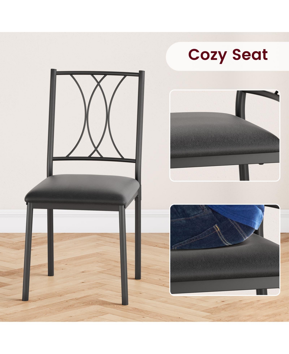 gaomon Dining Table Set for 4, Kitchen Table and Chairs, Dining Room Table Set with 4 Upholstered Chairs,Kitchen Table Set,Brown