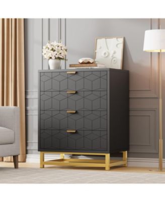 4 Drawer Dresser for Bedroom, Modern Chest with Gold Metal Handles, Storage for Living Room, Hallway, Entryway