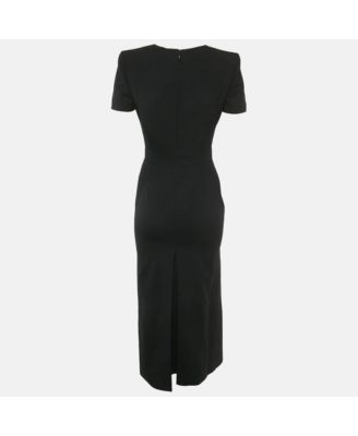 Women's Black Crepe Midi Dress