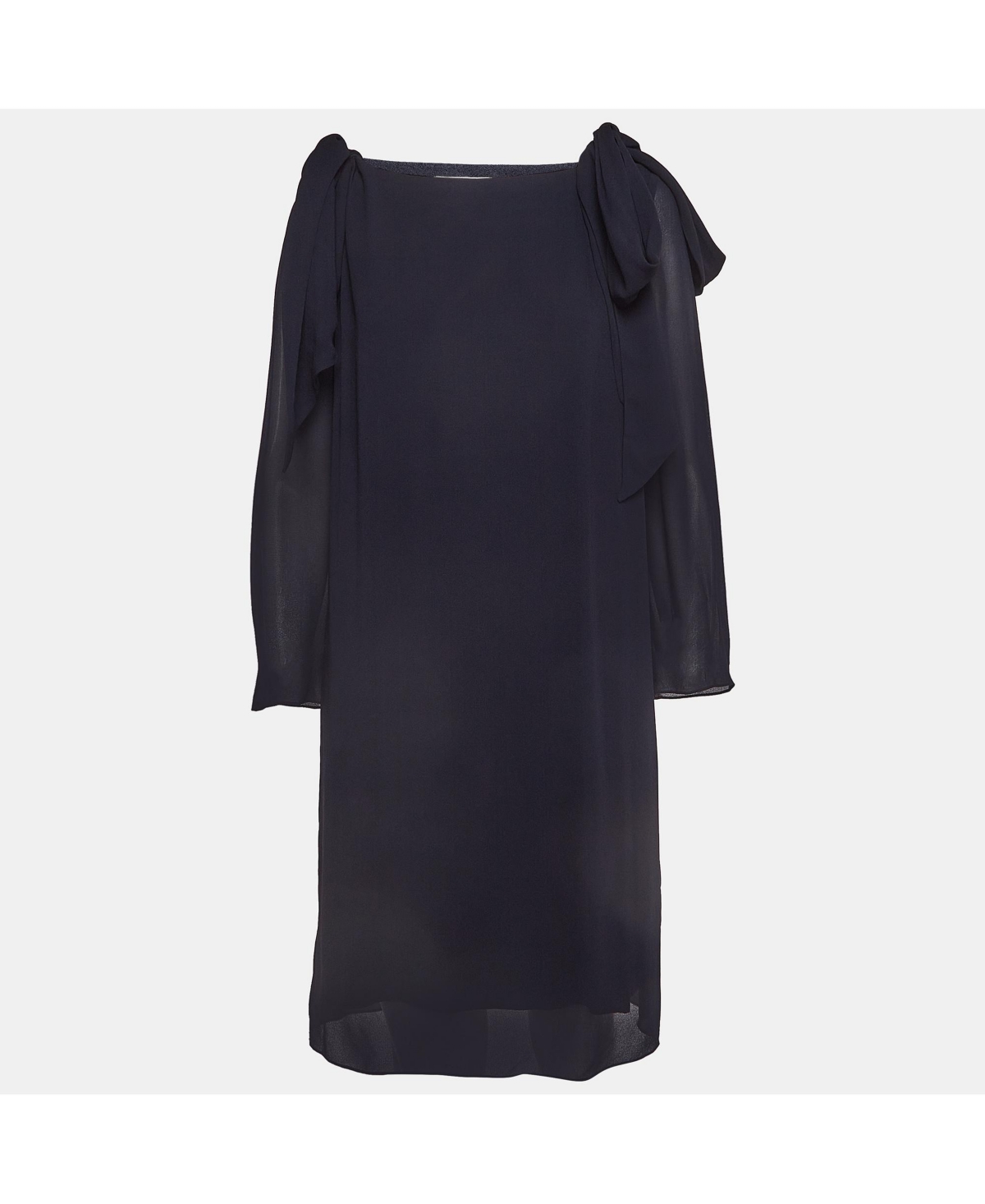 Pre-Owned Chloe Women's Navy Blue Crepe Tie-Up Detail Anthraci Robe Dress