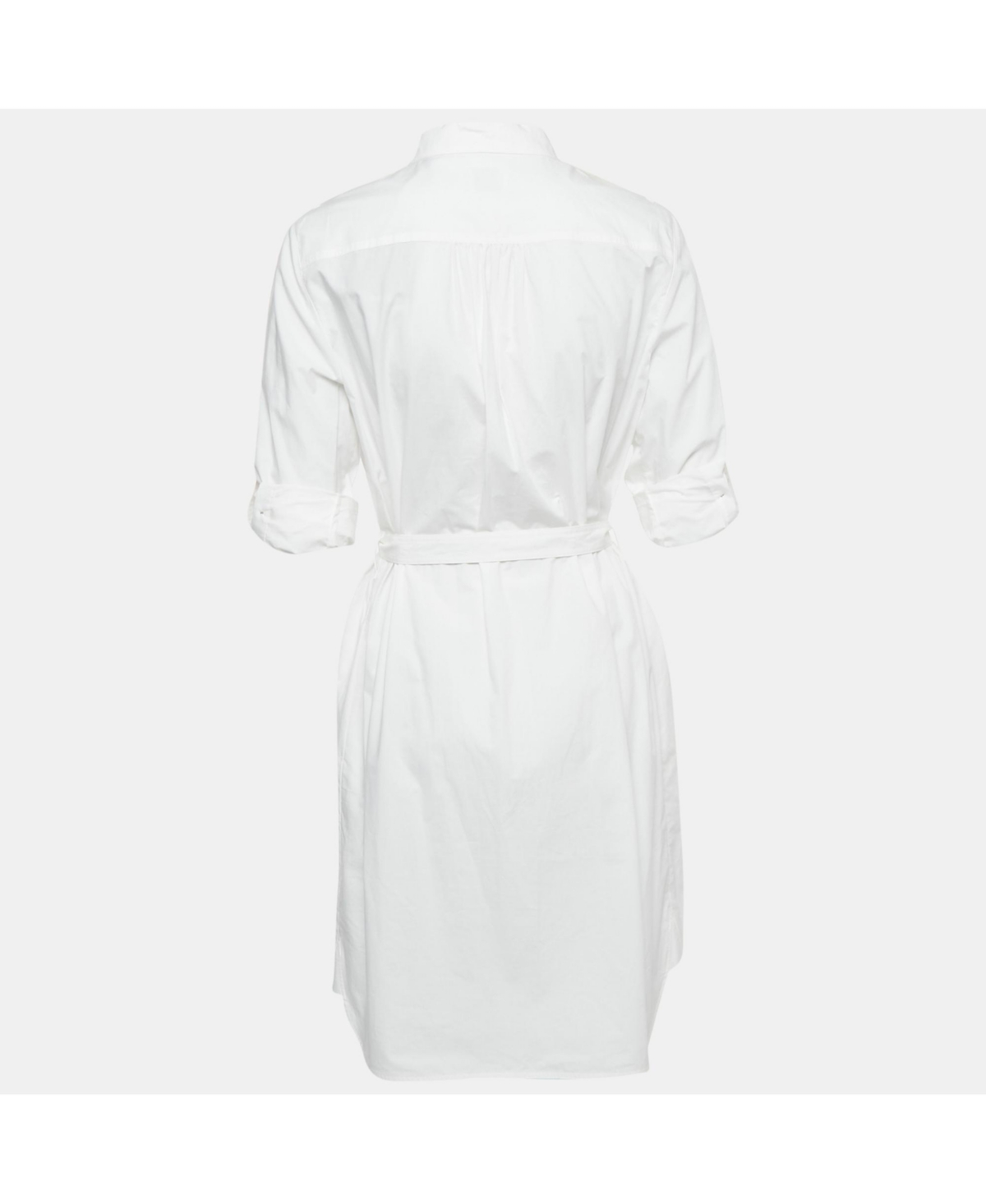 Pre-Owned Burberry Women's White Cotton Belted Mini Dress