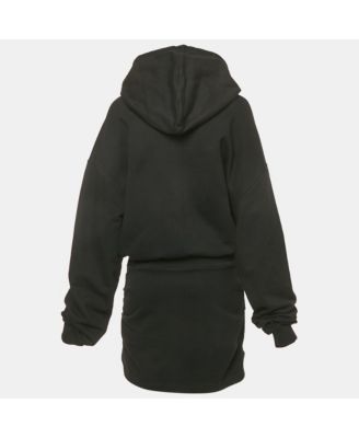 Women's Black Cotton Knit Hooded Mini Dress