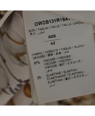 Women's White Floral Logo Print Crepe Belted Midi Shirt Dress