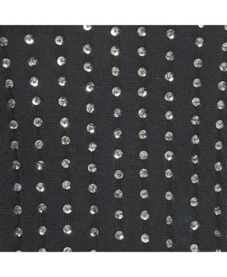 Women's Black Embellished Cotton Knit Mini Tank Dress