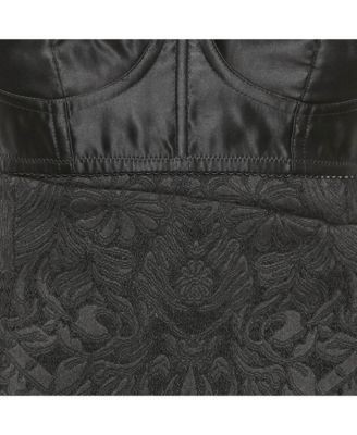 Women's Black Jacquard Bustier Sleeveless Mini Dress