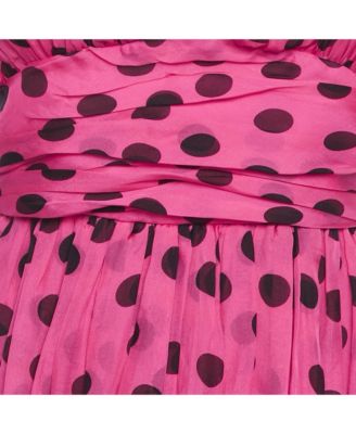 Women's Pre-Owned D&g Pink Polka Dot Silk Neck Tie Detail Mini Dress