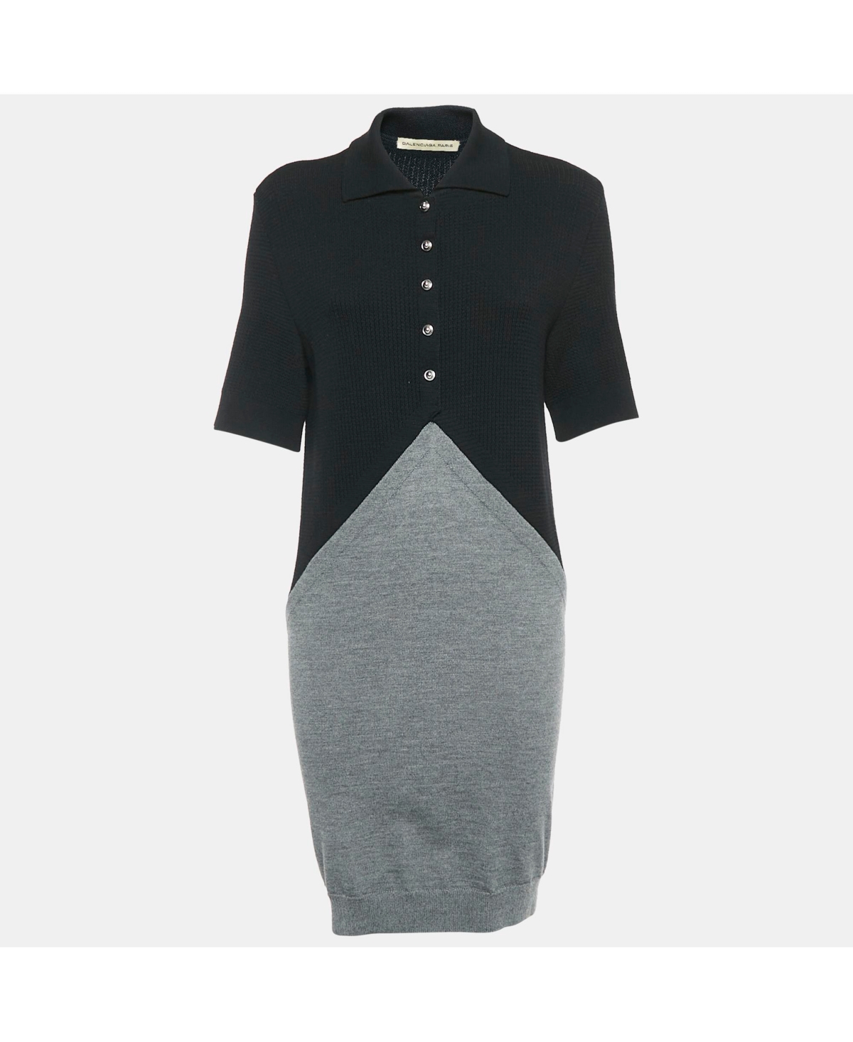 Pre-Owned Balenciaga Women's Monochrome Rib Knit T-Shirt Dress