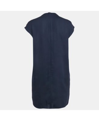 Women's Navy Blue Georgette Chain Detail Mini Dress