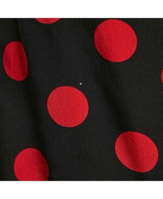 Women's Black Polka Dots Print Silk Strapless Mini Dress