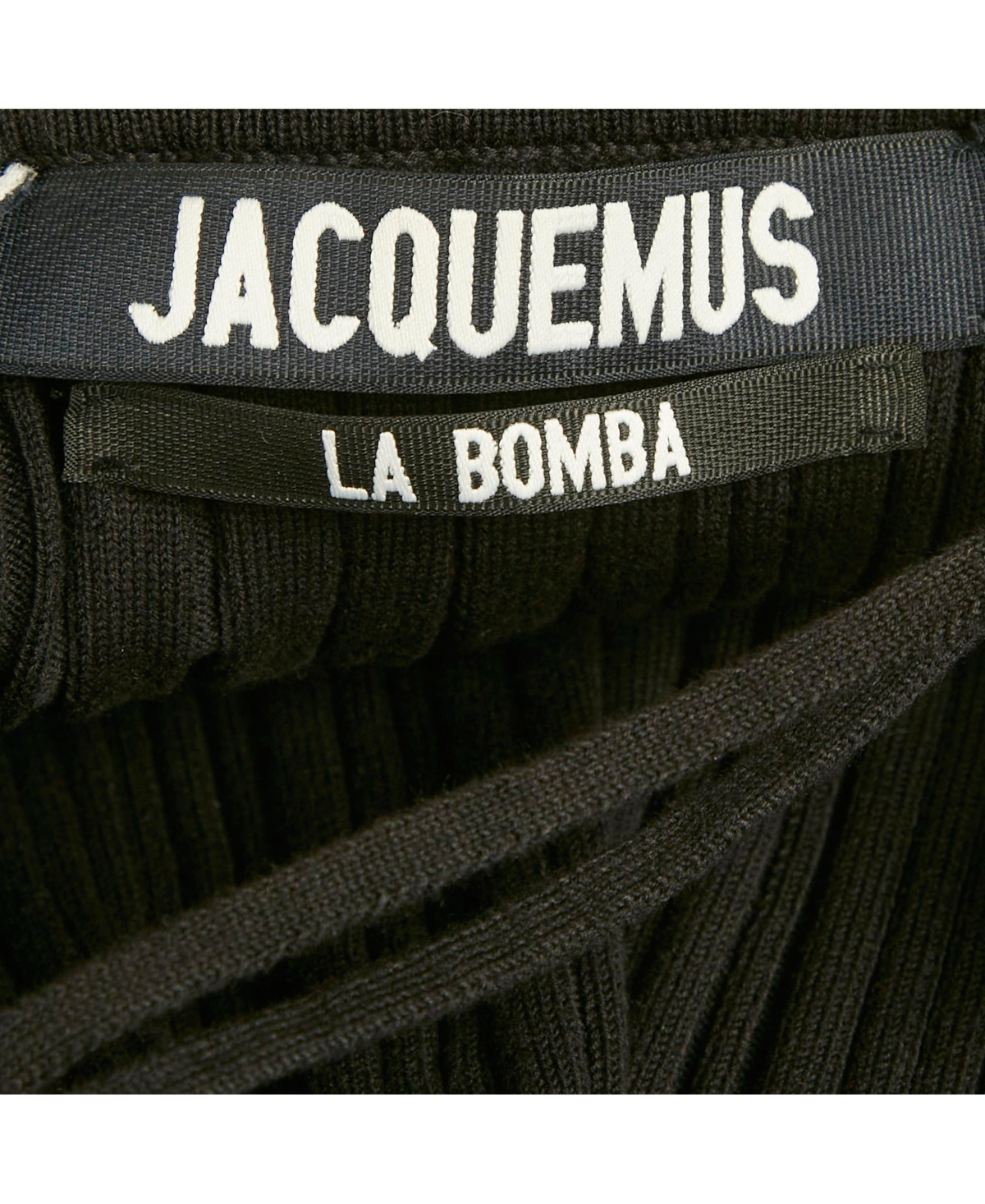 Pre-Owned Jacquemus Women's Black/beige Rib Knit And Cotton Asymmetric Midi Dress