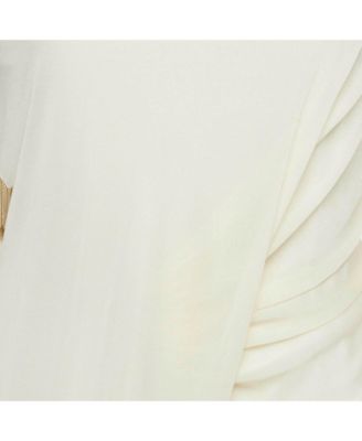 Women's Cream Star Embellished Jersey Draped Knee-Length Dress