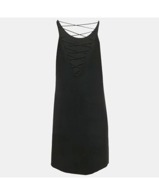 Women's Black Crepe Crisscross Detail Mini Dress