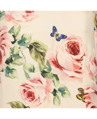 Women's Pink Rose Print Crepe Sleeveless Shift Dress