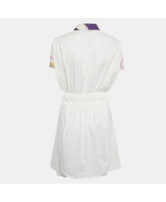 Women's Multicolor Printed Cotton & Linen Frayed Mini Dress