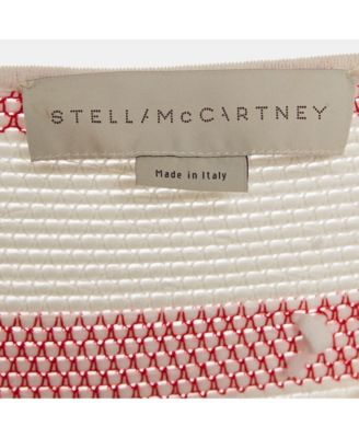 Women's White/pink Open Striped Knit Fringe Detail Dress