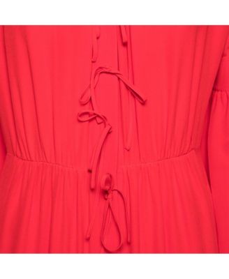 Women's Red Silk Button Down Maxi Dress