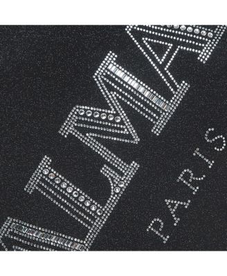 Women's Black Glitter Jersey Crystal Embellished Logo T-Shirt