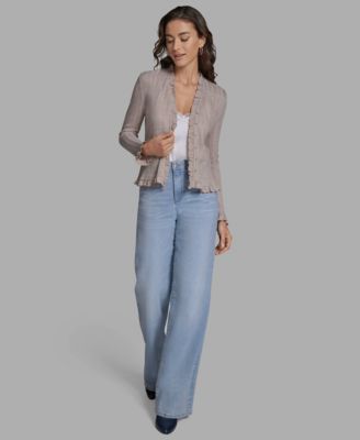 Women's V-Neck Ruffle Hem Cardigan Sweater