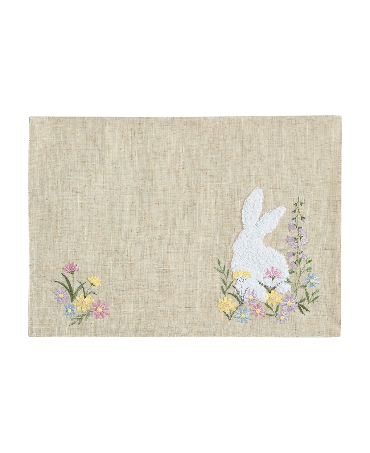 Elrene Embroidered Bunny and Wildflower Placemats, Set of 4
