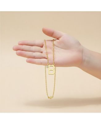 Stylish 14K Gold Plated Cubic Zirconia Initial Necklace.