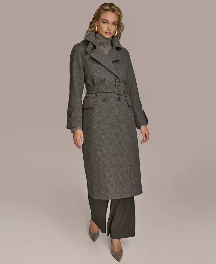 Women's Double-Breasted Belted Wrap Coat - thumbnail 8