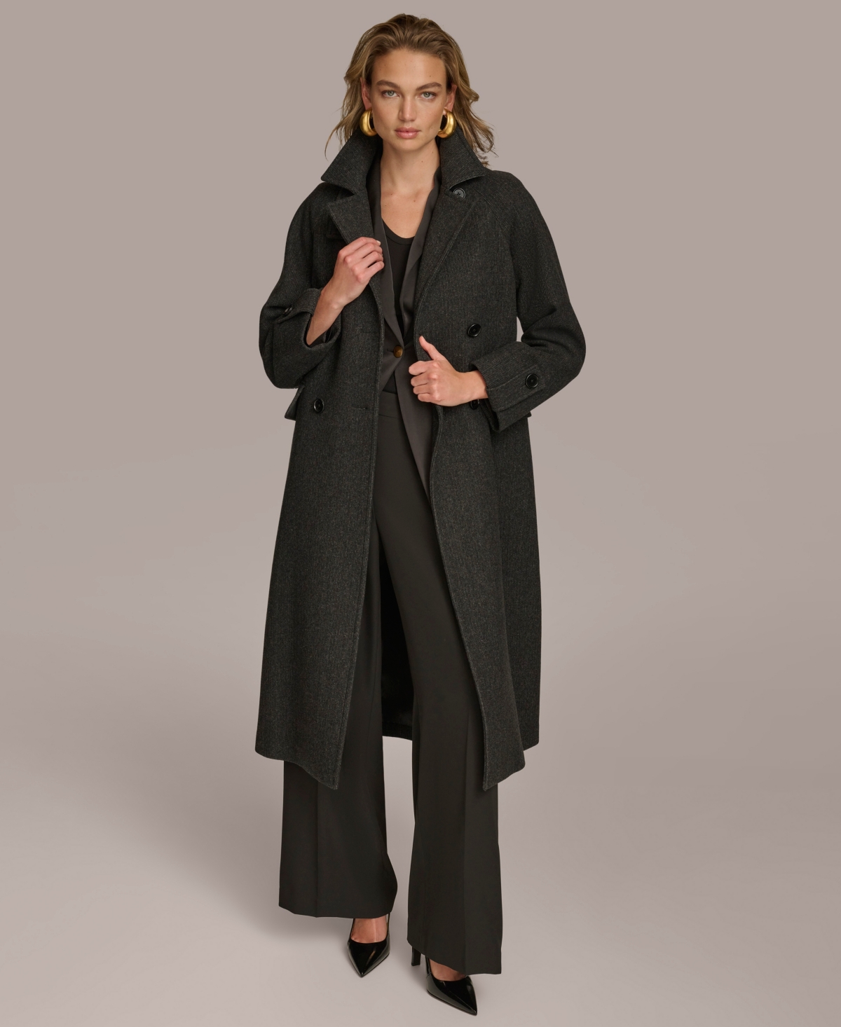 Donna Karan New York Women's Double-Breasted Belted Wrap Coat