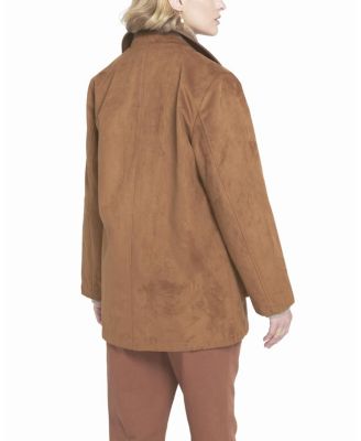 Women's Faux Suede Barn Jacket Utility Coat