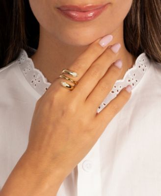 Pave Gold Plated Claw Looped Wrap Ring