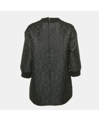 Women's Black Jacquard Crew Neck Top