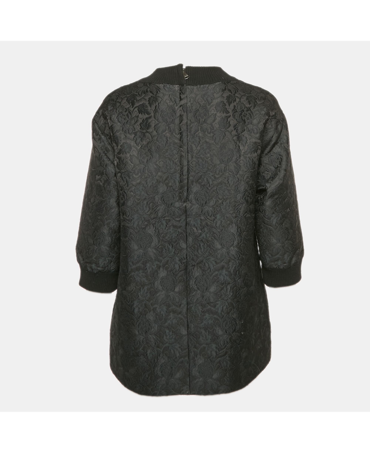 Pre-Owned Dolce & Gabbana Women's Black Jacquard Crew Neck Top