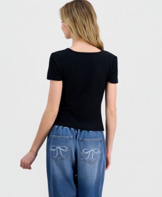 Juniors' Double-Layer Short-Sleeve T-Shirt