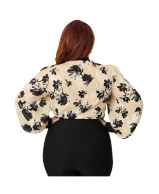 Plus Size Long Sleeve Neck Tie Gwen Blouse