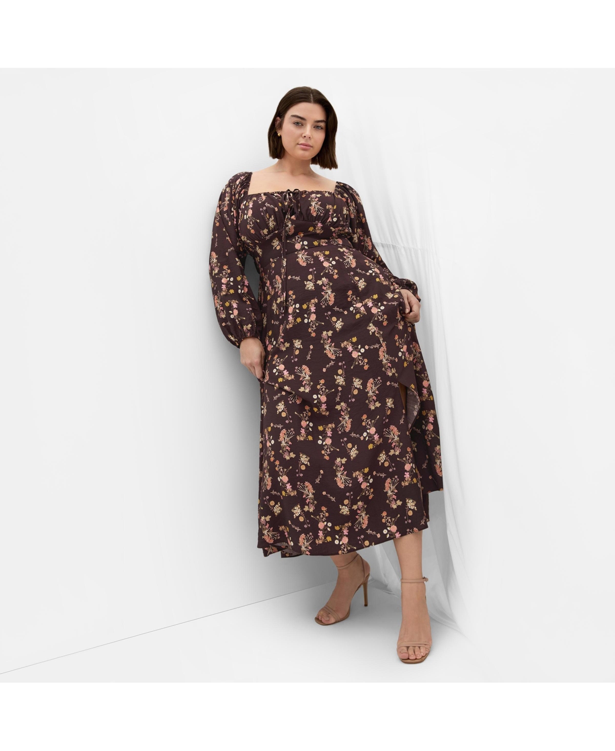 City Chic Women's Abbigail Long Sleeve Print Maxi Dress