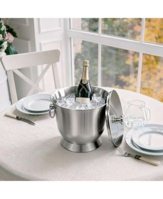 Stainless Steel Ice Bucket with Ice Tongs, Lid - 3.3 L