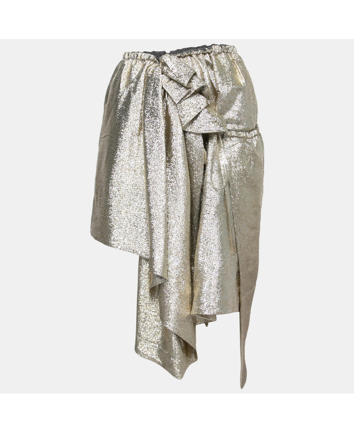 Pre-Owned Stella Mccartney Women's Gold Lurex Gathered Brynn Asymmetrical Skirt