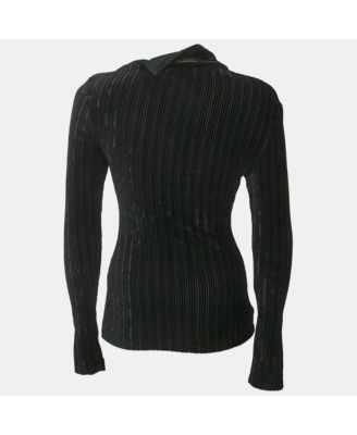 Women's Black Velvet Rib Knit Pullover