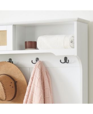 Hall Tree Entryway Bench with Rattan Door and Storage (40.16" x 18.58" x 64.17")