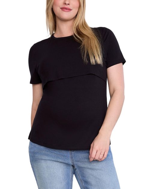 Женская футболка Motherhood Maternity Crewneck Short Sleeve Nursing Tee - Motherhood, цвет: Чёрный