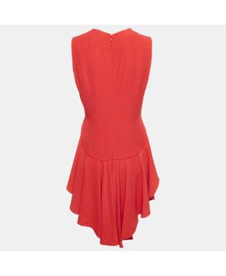 Women's Red Crepe High-Low Flared Top