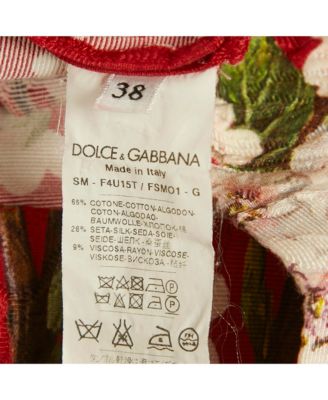 Women's Red Floral Print Cotton Silk Mini Skirt