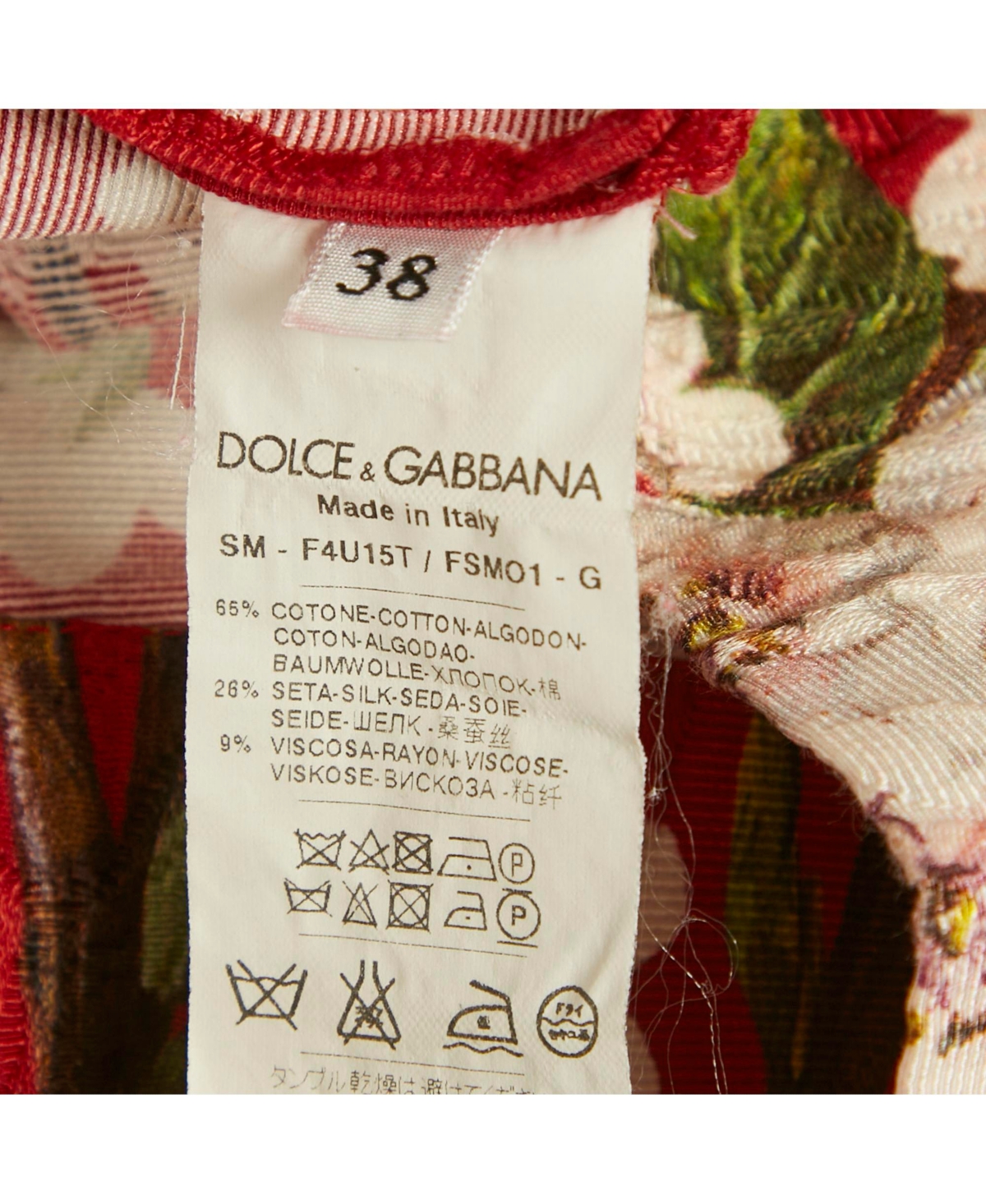 Pre-Owned Dolce & Gabbana Women's Red Floral Print Cotton Silk Mini Skirt